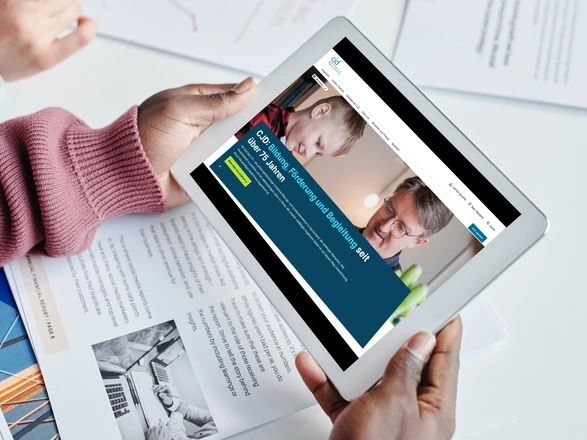 ipad with a view of the website